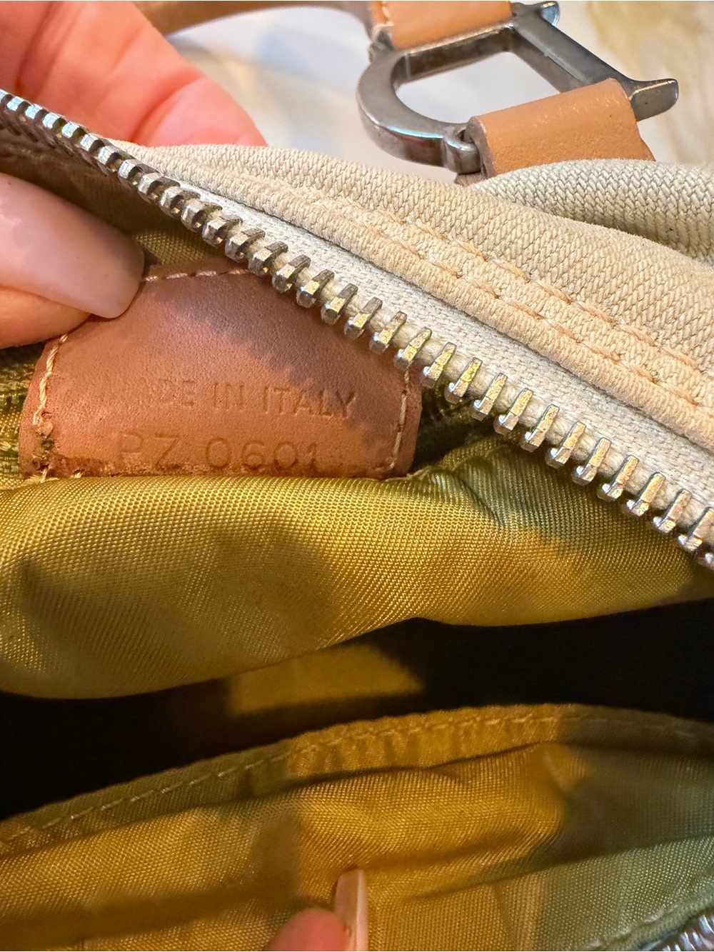 Dior Mini Canvas and Tan Leather Satchel - Beige/Tan - Picture 9 of 9
